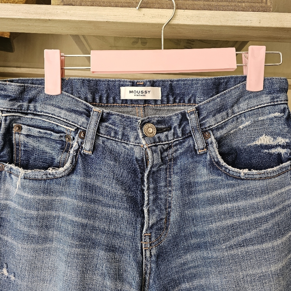 MOUSSY VINTAGE Howa distressed cropped raw hem Jeans - Picture 5 of 10